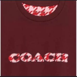 Coach Women's Wine Houndstooth T Shirt Size Large